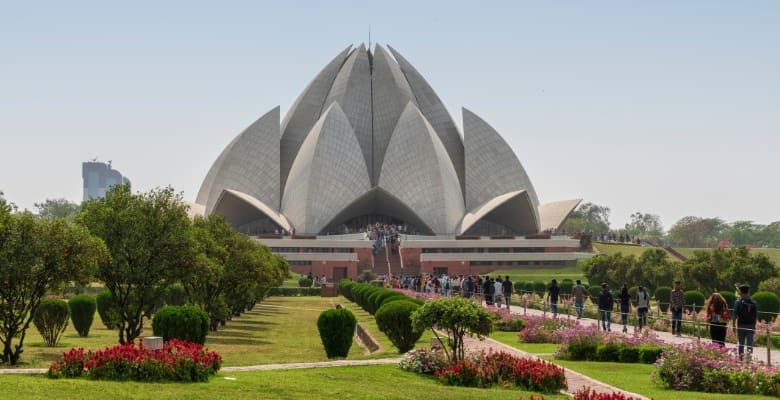 Unique petal inspired roof of the Lotus Temple in South Delhi India