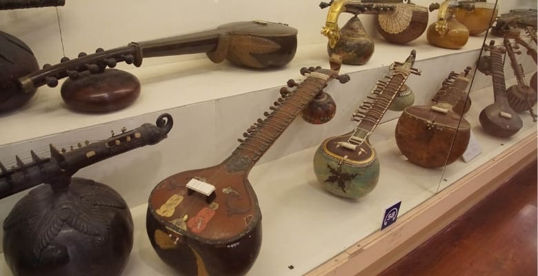 musical instruments on display in the National Museum of Delhi