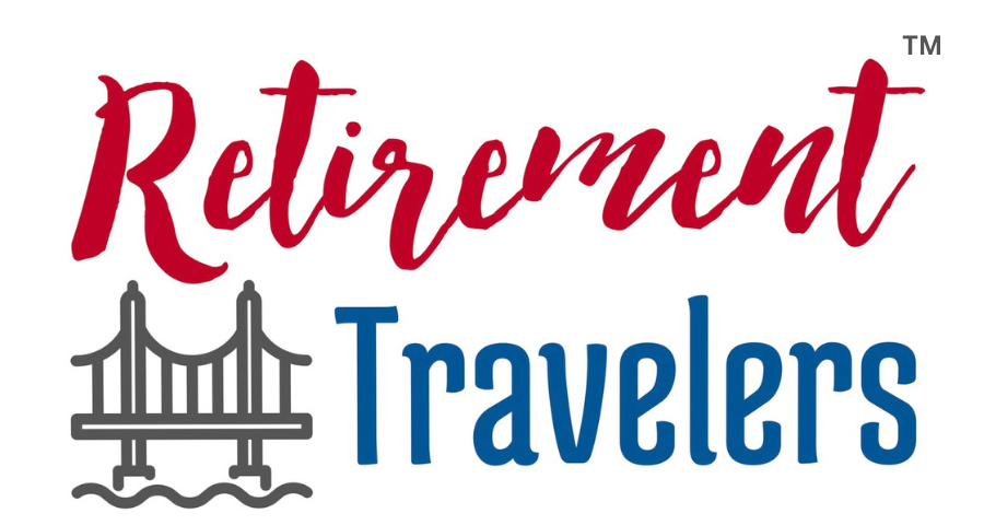 Retirement Travelers Logo in red, blue, and grey.