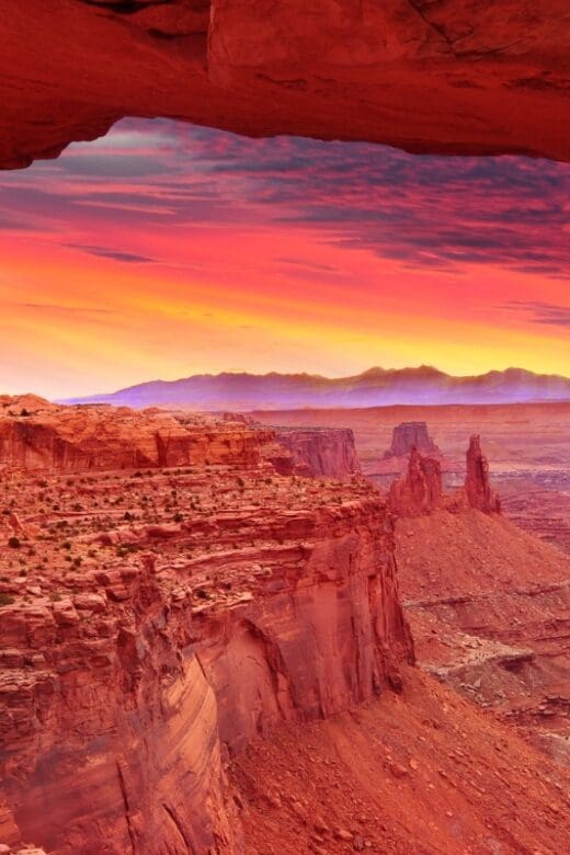 Colorful sunset with canyon views near Moab, Utah