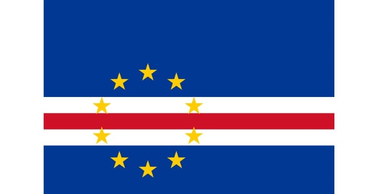 Red, white and blue flag with yellow stars of Cape Verde in Africa
