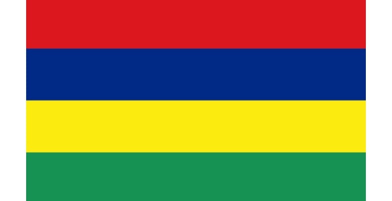 red, blue, yellow, and green flag of Mauritius