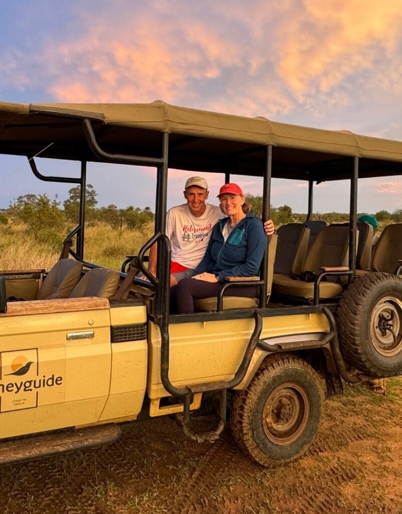 John & Bev in Africa in a Jeep on Safari