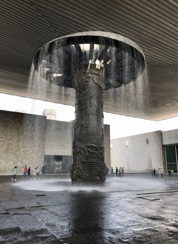 A fountain in front of the museum.