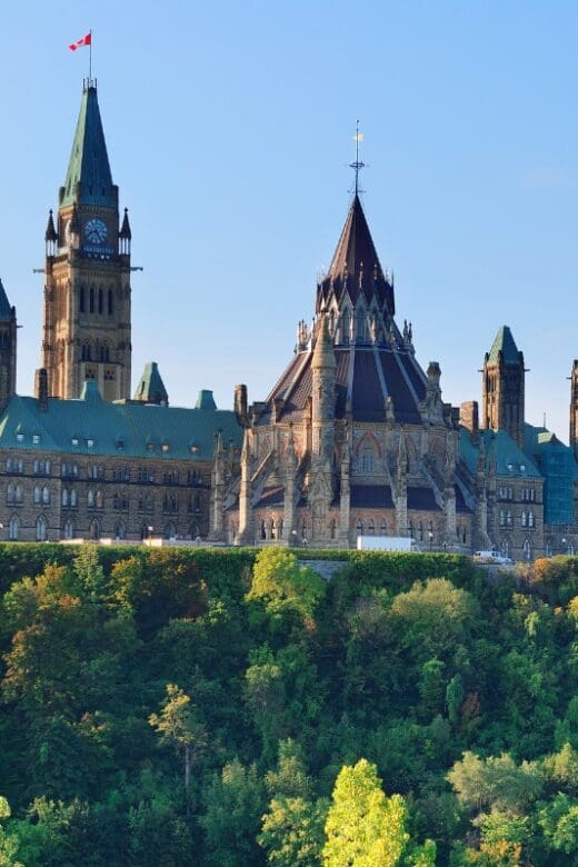 Ottawa government buildings on a hill