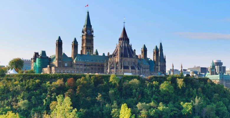 Ottawa government buildings on a hill