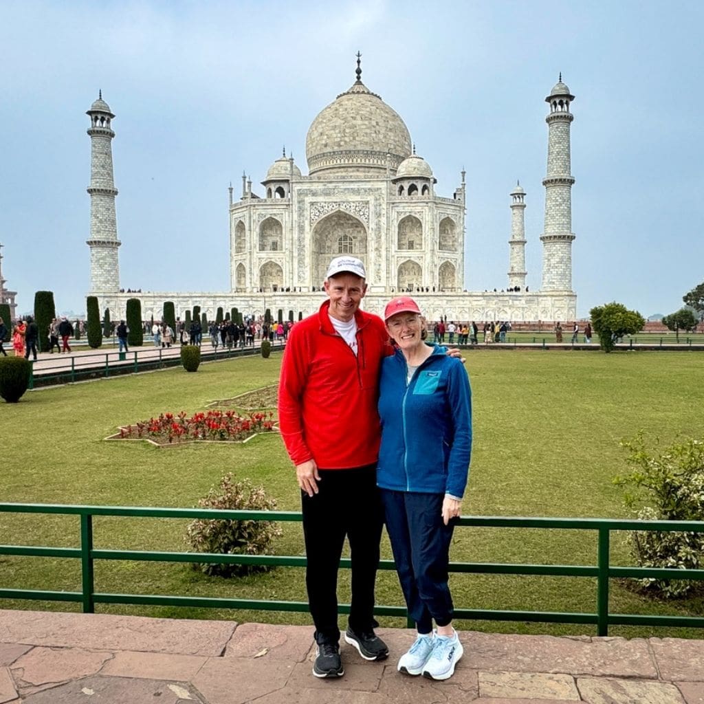 John & Bev in front of the Taj Mahal.