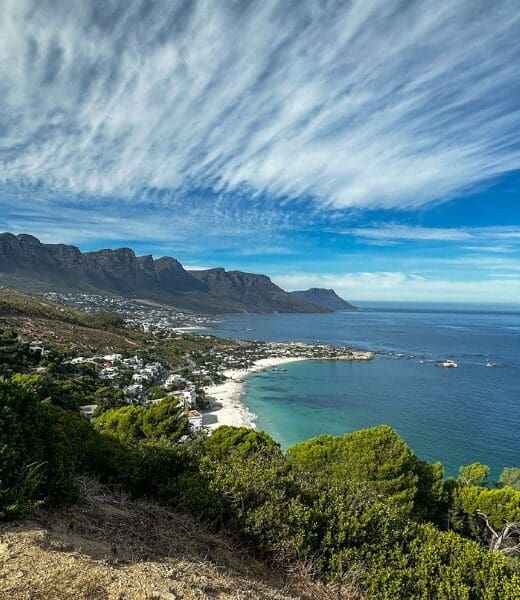 Oceans, mountains, and sky near Cape Town