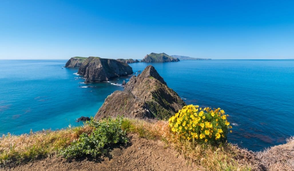 string of islands off the coast of california