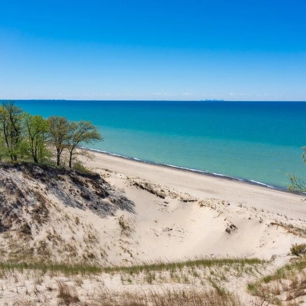 sand dunes along lake michigan at indiana dunes national park