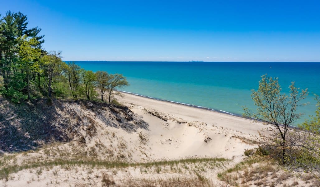 sand dunes along lake michigan at indiana dunes national park