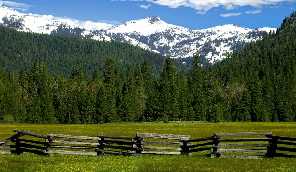 snow capped mountains and wilderness area in lassen volcanic national park