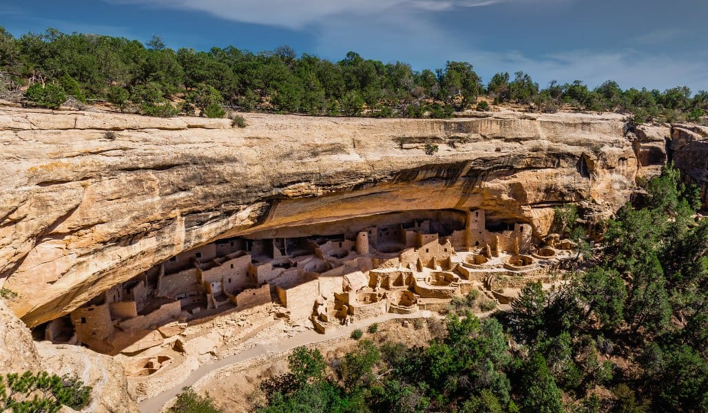 ancient dwellings in cliffs at mesa verde national park in colorado