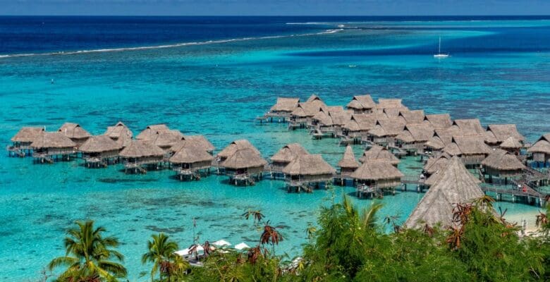 over water huts in moorea