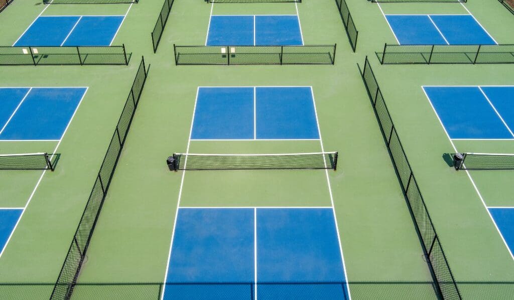 blue and green pickball courts