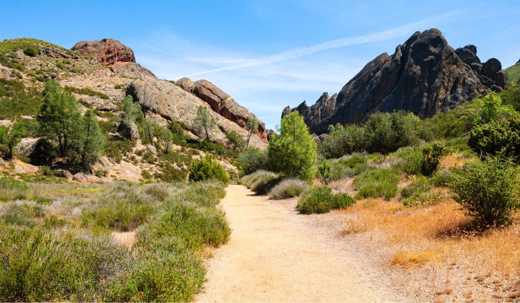 path and rocky area in pinnacles national park