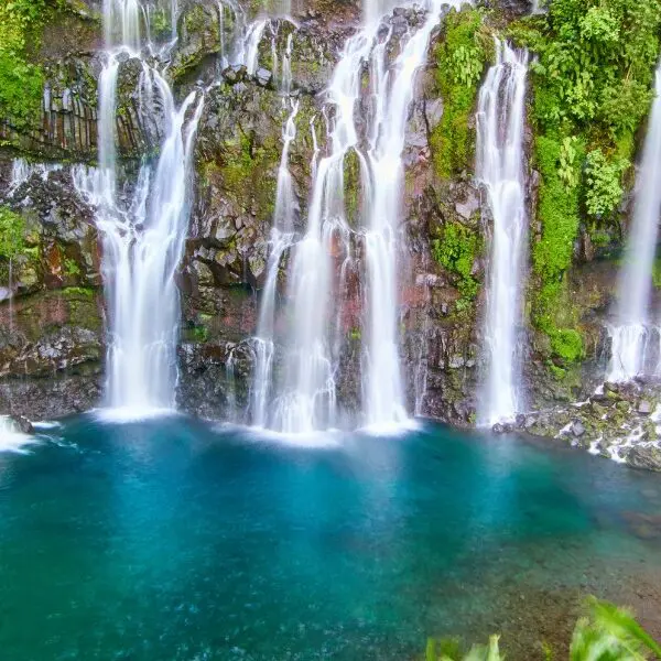 waterfall and lake on reunion island