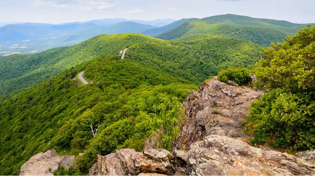 rolling hills of shenandoah national park in virginia