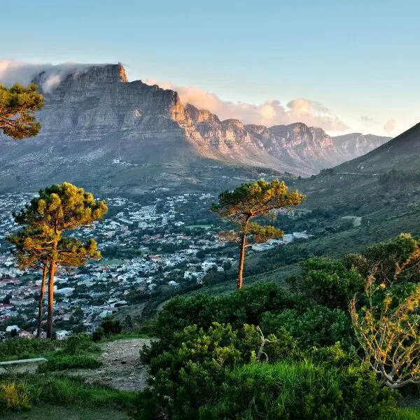 table mountain and lion's head in Cape Town South Africa