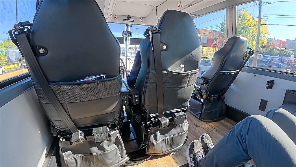 back view of hi-tech seats in the Jet Bus