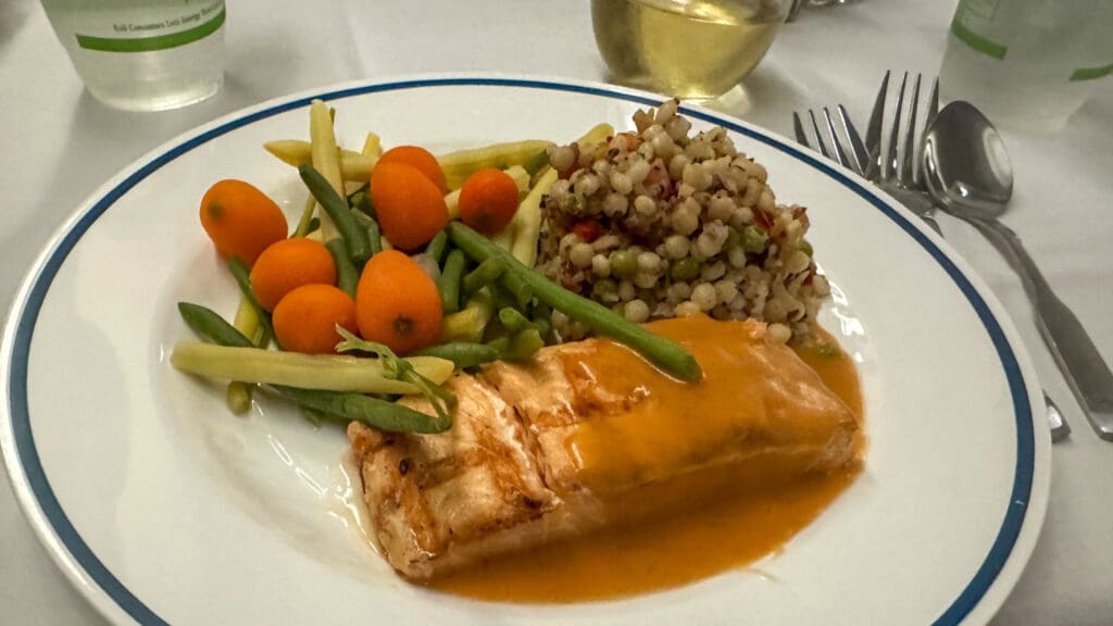 Salmon dinner on a plate