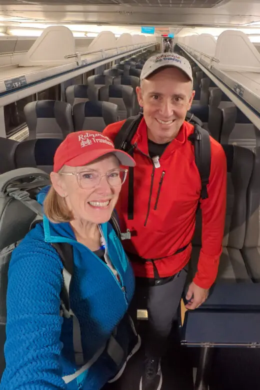 John and Bev inside Amtrak train car